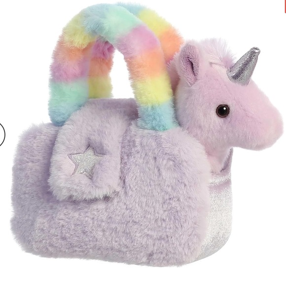 Aurora Plush Unicorn Handbag with Rainbow Handle - Picture 1 of 4